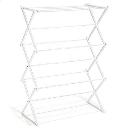 Uscator Vertical Elindor® pentru Rufe haine 6 Nivele, Pliabil, 11 Bare pentru Uscare Haine, Suport Fix, Economie de Spatiu, Ideal pentru Interior, Greutate Maxima Suportata 14.5 kg, 37 × 75 × 106 cm, Alb