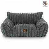Pat Confortabil pentru Caini si Pisici Elindor® Tip Canapea, Culcus Moale Antiderapant, cu Husa Detasabila din Microfibra Lavabila la Masina, Potrivit pentru Caine si Pisica de Talie Mica, Ideal in Orice Anotimp, in Casa, 61 x 46 x 25 cm, Gri