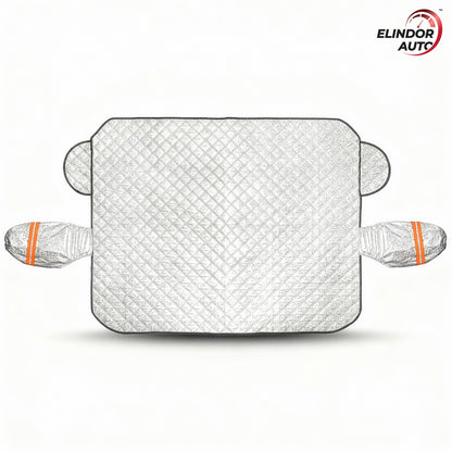 Parasolar Auto Elindor® pentru Parbriz si Oglinzi, Magnetic cu 9 Magneti, cu Banda Reflectorizanta, Material cu 4 Straturi, Universal, Folie pentru Protectie Soare, Anti-inghet, Pliabil, Usor de Depozitat, Accesorii Masina Exterior, 230 x 165 cm, Argintiu