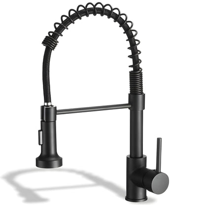 Baterie Chiuveta Bucatarie Neagra Elindor® Robinet de Apa, Modern cu Pipa Flexibila, Cap Dus Extractabil cu Doua Functii, Jet Reglabil, Monocomanda, Rotativ 360°, pentru Bucatarie, Otel Inoxidabil 201, Inaltime 46 cm