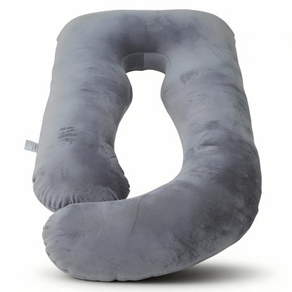 Perna Gravide si Alaptare Elindor®, Multifunctionala, Forma de U, Husa din Bumbac Satinat Detajabila, Lavabila, Suport Burta, Picioare, Cap, Gat, Spate, Ideala Pentru Formit Lateral, 2 kg, 79 x 152  cm, Gri