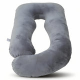 Perna Gravide si Alaptare Elindor®, Multifunctionala, Forma de U, Husa din Bumbac Satinat Detajabila, Lavabila, Suport Burta, Picioare, Cap, Gat, Spate, Ideala Pentru Formit Lateral, 3 kg, 79 x 152  cm, Gri
