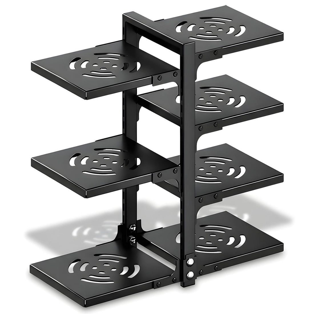 Organizator Vase Elindor®, Suport Oale Chiuveta, Ideal pentru Farfurii, Oale, Tigai, cu 7 Compartimente si 6 Nivele, pentru Bucatarie Multifunctional, pentru Blat sau in Dulap, 51 x 22.6 x 53 cm, Negru