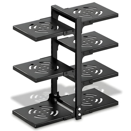 Organizator Vase Elindor®, Suport Oale Chiuveta, Ideal pentru Farfurii, Oale, Tigai, cu 7 Compartimente si 6 Nivele, pentru Bucatarie Multifunctional, pentru Blat sau in Dulap, 51 x 22.6 x 53 cm, Negru