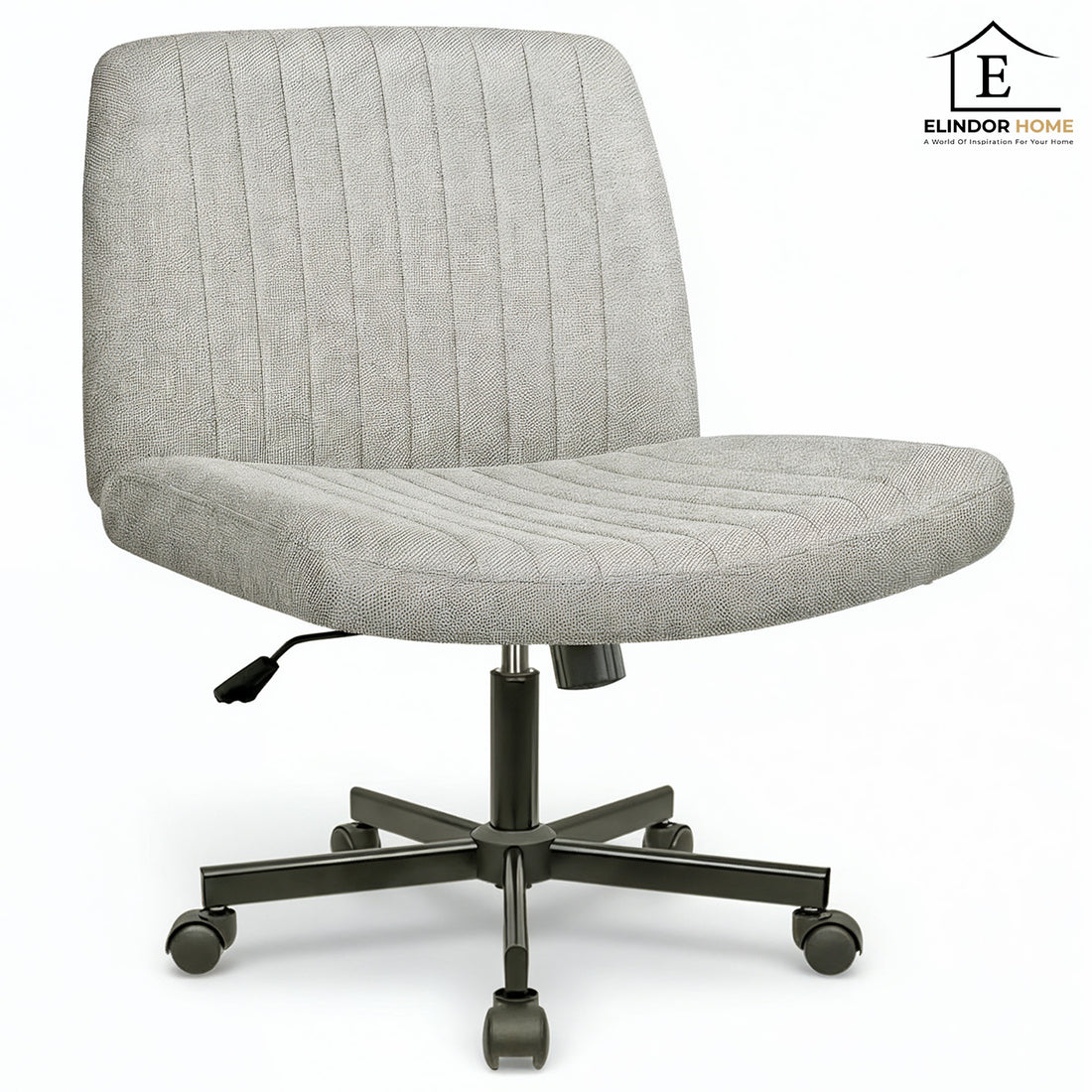 Scaun Birou Ergonomic Elindor® Rotativ 360°, fara Manere, cu Spatar Design Compact, Confortabil, Scaune in Stil Modern cu Roti, Picioare Metalice, Reglaj Balansare, Inaltime Ajustabila, 56 × 67 × 92 cm, Gri