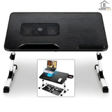 Masa Pliabila pentru Laptop Elindor® Suport Inaltime Reglabila pe 5 Niveluri, Unghi Ajustabil, Antiderapanta, Usor de Depozitat, Birou Portabil cu Sertar de Depozitare si Suport pentru Mouse, Utilizare in Orice Loc, Ideala la Munca sau Mic Dejun la Pat, N