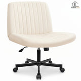 Scaun Birou Ergonomic Elindor® Rotativ 360°, fara Manere, cu Spatar Design Compact, Confortabil, Scaune in Stil Modern cu Roti, Picioare Metalice, Reglaj Balansare, Inaltime Ajustabila, 56 × 67 × 92 cm, Bej
