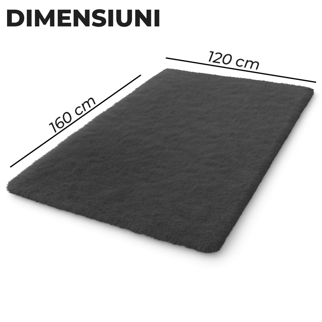 Covor Elindor® Antiderapant, Lavabil, Modern, Ideal pentru Living, Dormitor, Birou, Camera Copiilor, Covor cu Tesatura Lunga si Moale, Curatare Usoara, 120 x 160 cm, Gri