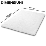 Covor Elindor® Antiderapant, Lavabil, Modern, Ideal pentru Living, Dormitor, Birou, Camera Copiilor, Covor cu Tesatura Lunga si Moale, Curatare Usoara, 120 x 160 cm, Ivory