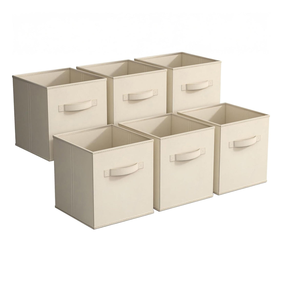Set 6 Cutii Depozitare Elindor® Pliabile, Tip Sertar, Organizator pentru Dormitor Studentesc, Organizatoare pentru Dulap, Cutie Organizare, Cos Multifunctional, Separator Haine, Paturi, Jucarii, Pentru Dormitor, Living, 26.5 x 26.5 x 28 cm, Bej