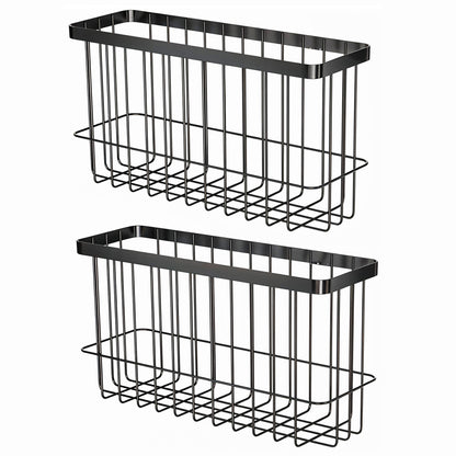 Set 2 Rafturi Elindor® Negre, Raft Suspendat cu Adeziv Slim, pentru Depozitare pentru Bucatarie, Camara sau Birou, Etajera Practica cu Design Aerisit, Usor de Asamblat, Perfecta pentru Organizare Produse de Curatenie, Polita Produse Diverse, Negru