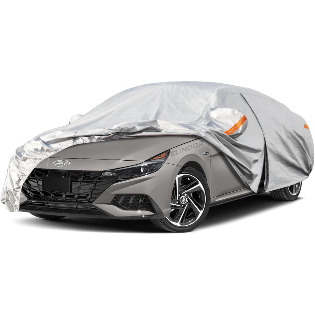 Prelata Auto Gri 6 Straturi Elindor®, Impermeabila, Toate Anotimpurile, Husa Protectie Completa, Antigrindina, Ploaie, Anti Soare, Bumbac, Compatibila pentru Sedan, Accesorii Masina Exterior, 431x165x120 cm