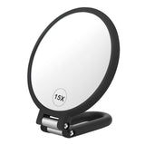 Oglinda Cosmetica Pliabila Elindor® Rotire 360°, Efect de Marire Lupa 15x, Oglinzi Cosmetice pentru Coafor, Frizerie, Barbierit, Pensat, Vopsit, Tuns, Machiaj, ABS Durabil, 3 Functii de Utilizare Agatare, in Mana sau pe Masa, 24.4x14 cm, Negru