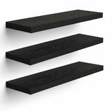 Set 3 Rafturi Elindor® Negre, Raft Suspendat de Depozitare, Mobila Bucatarie, Dormitor, Baie sau Birou, Etajera Practica cu Design Aerisit, Usor de Asamblat, Perfecta pentru Organizare Carti, Vesela, Condimente, Polita Produse Diverse, 40 x 17 x 1.5 cm