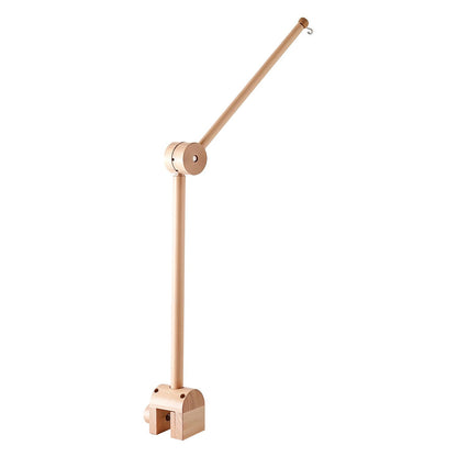 Suport Mobil Universal din Lemn pentru Carusel Elindor® pentru Patut, Montaj Fara Suruburi pe Pat, Tarc sau Masa de Infasat, Brat Rotativ 360°, Decor Camera Bebelusi, Maro Deschis
