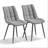 Set 2 Scaune Elindor® Ergonomice, Design Contemporan, Scaun cu Spatar si fara Manere, din Catifea cu Picioare Metalice Negre, Potrivite pentru Living, Bucatarie, Birou, Dormitor, Latime Sezut 46 cm, 85.5 x 45 x 42 cm, Gri Deschis