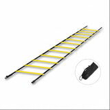 Scara de Antrenament Elindor® pentru Agilitate, Viteza, Rezistenta, Coordonare, Rapiditate, cu 12 Trepte, Lungime Reglabila Treapta 38-42 cm, Interior / Exterior, Geanta de Transport Inclusa, 500 x 42 cm, Galben / Negru