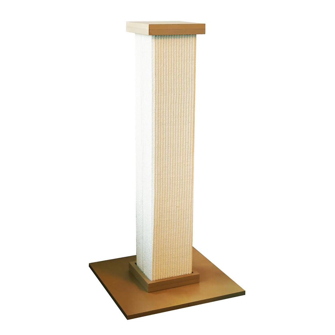 Ansamblu de Joaca Elindor® pentru Pisici, Post pentru Zgariat din Sisal, Stalp pentru Ascutit Gheare, Baza din Lemn, Accesorii Animale de Companie, Montare Usoare, 40.6 x 40.6 x 81.3 cm, Bej