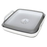 Lighean Pliabil Elindor® cu Dop de Scurgere, din Plastic Dur, Mare, Cos Rufe pentru Baie, Cadita pentru Animale de Companie, Ideal pentru Camping / Rulota, Baza Antialunecare, 30.5×31.5×20 cm, Gri / Alb