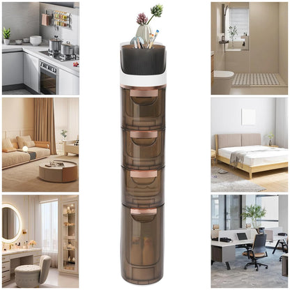 Dulap de Baie Slim Elindor® cu 4 Sertare si Spatiu Depozitare Superior Detasabil, Ideal pentru Baie, Bucatarie, Birou, Living, Spalatorii, Scoala, Organizator Multifunctional, 88.5 x 41 x 17 cm, Alb