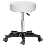 Scaun Rotativ Elindor® cu Roti, Ergonomic, fara Spatar si Manere, Design Compact, Tapitat cu Burete Moale, cu Picior Metalic, Potrivite pentru Living, Bucatarie, Birou, Dormitor, Inaltime Ajustabila, 49 x 49 x 46-60 cm, Alb