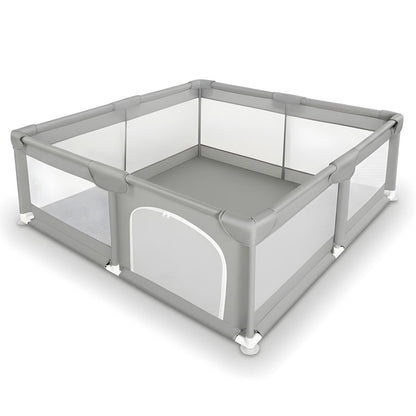 Tarc de Joaca pentru Bebelusi si Copii Elindor® cu Husa Groasa din Spuma, Spatiul Sigur de Joaca, Plasa de Protectie, Include Usa cu Fermoar, Materiale Eco-Friendly și Non-Toxice, Varsta 0-5 ani, 127 x 127 cm, Gri