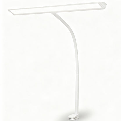 Lampa de Birou Elindor® Ultra-Wide, Alba cu LED, Nivel de Luminozitate Reglabil de la 2700K pana la 6500K, Veioza cu Clema Metalica si Brat Reglabil, Protectie pentru Ochi, Inaltime Totala 66 cm, Latime 40 cm