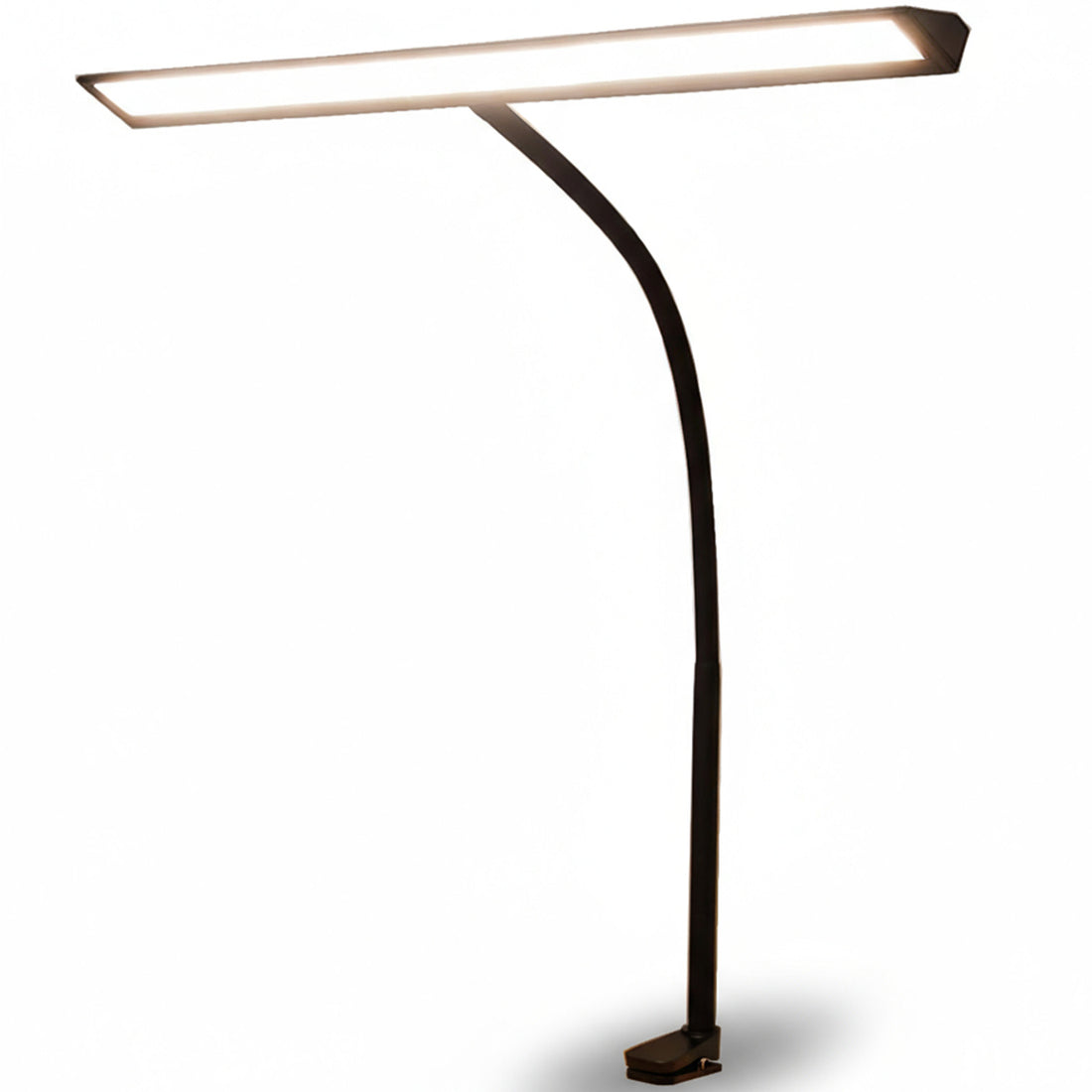 Lampa de Birou Elindor® Ultra-Wide, Neagra cu LED, Nivel de Luminozitate Reglabil de la 2700K pana la 6500K, Veioza cu Clema Metalica si Brat Reglabil, Protectie pentru Ochi, Inaltime Totala 66 cm, Latime 40 cm