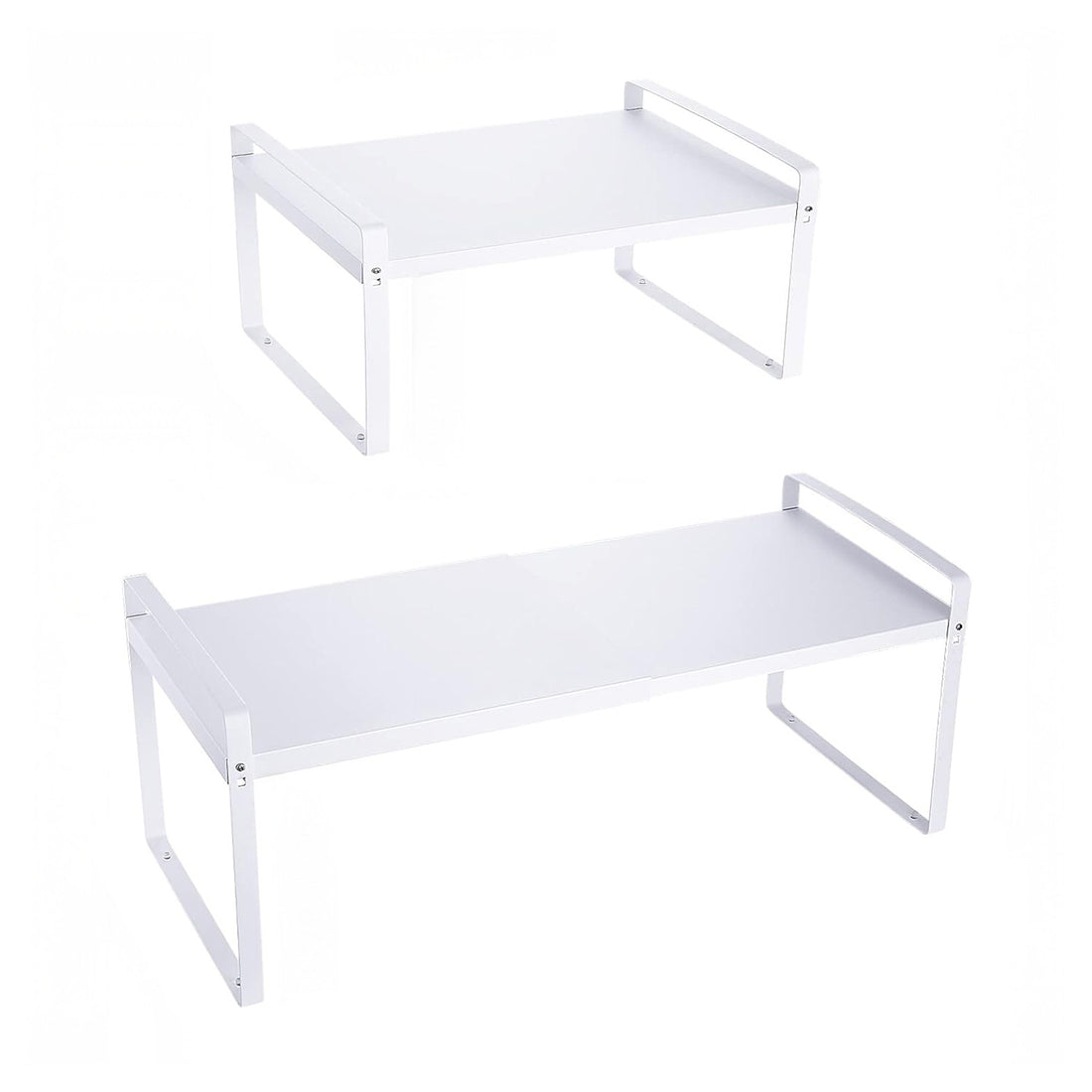 Raft Elindor® din Inox, Extensibil pentru Bucatarie, Organizator Metalic Reglabil, Ideal ca Etajera Depozitare in Camara sau Birou, Perfect pentru Condimente, Vesela, Farfurii, Stabil si Compact, Polita pentru Obiecte Diverse, 36-60x26x28 cm, Alb