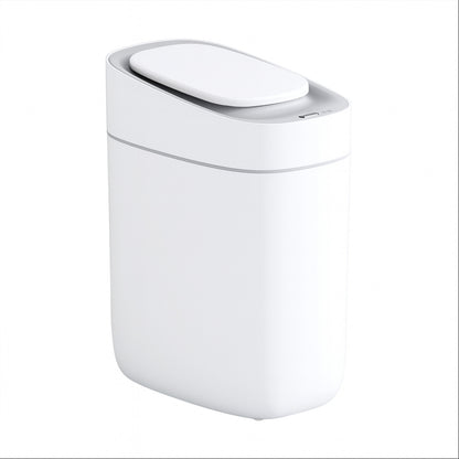 Cos de Gunoi cu Senzor Elindor® cu Capacitate 9.5l, Capac Inteligent Anti-Miros, Deschidere Silentioasa, Design Elegant, Subtire, Ideal pentru Baie, Bucatarie, Birou, Dormitor, Perfect pentru Colectare Deseuri, Rezistent la Apa IPX5 Alb