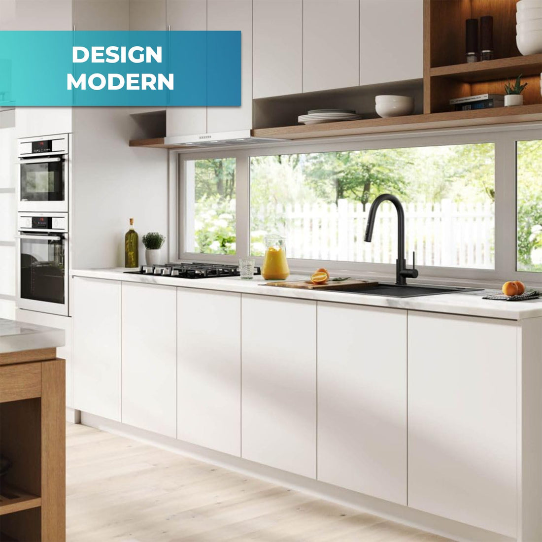 Baterie Bucatarie cu Dus Extractibil Elindor®, Jet Ajustabil, Design Modern, Negru