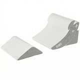 Perna Ortopedica Triunghiulara Elindor® pentru Pat, Perna din Spuma cu Memorie, Set 4 Piese, Suport Spate, Cap, Post-Operator, Anti-Reflux, Antisforait, Antirid, Husa Detasabila cu Fermoar, Reglabil cu Velcro, 57 x 57 cm, Alb / Gri