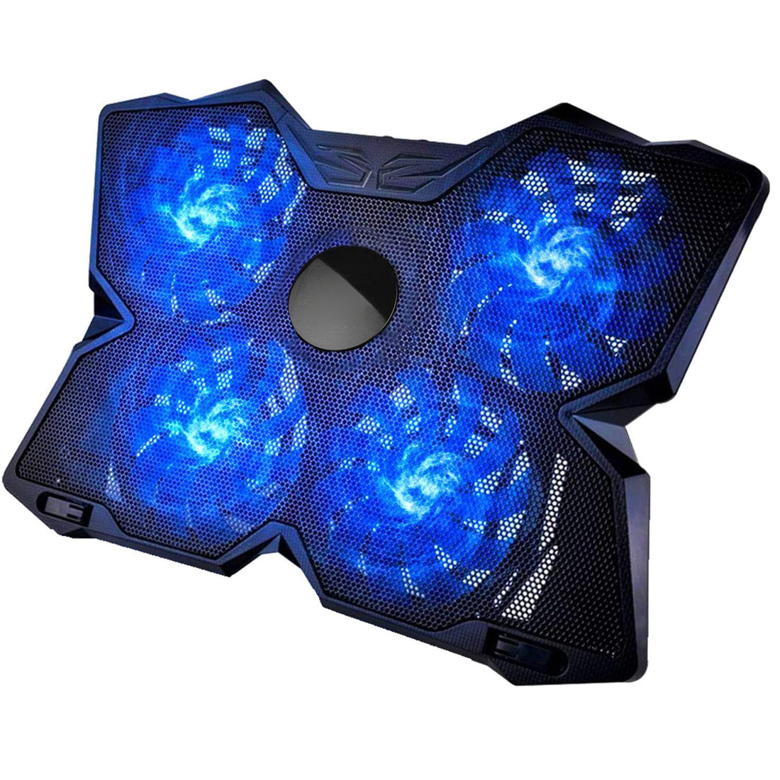Cooler Laptop Gaming RGB Elindor® Suport cu Unghi Reglabil pe 2 Nivele, Viteza Ajustabila, Dimensiuni Compatabile 11-19 Inch, 4 Ventilatoare Puternice si Silentioase, 2 Porturi USB, Suport Telefon, pentru Birou, Calatorii, 40.5 × 28.5 × 3.1 cm, Albastru
