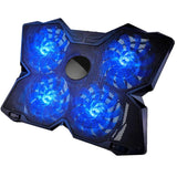 Cooler Laptop Gaming RGB Elindor® Suport cu Unghi Reglabil pe 2 Nivele, Viteza Ajustabila, Dimensiuni Compatabile 11-19 Inch, 4 Ventilatoare Puternice si Silentioase, 2 Porturi USB, Suport Telefon, pentru Birou, Calatorii, 40.5 × 28.5 × 3.1 cm, Albastru