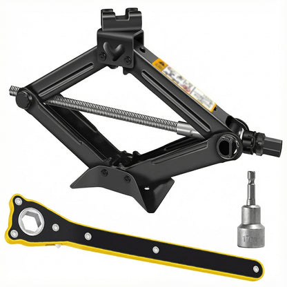 Cric Auto Trapezoidal Elindor® pentru Ridicarea Masinii, Greutate Maxima Suportata 2 Tone, Ideal pentru Vehicule Tip Autovehicul, Motocicleta, ATV, Camion, Utilaj Agricol, 41.5 × 9 × 10 cm, Negru