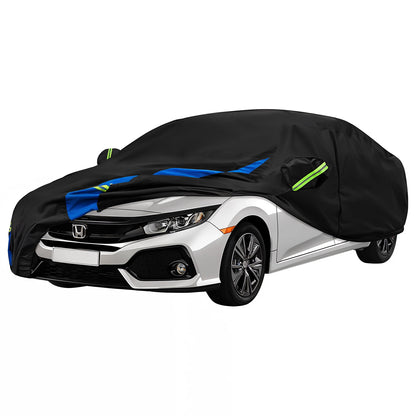 Prelata Auto Premium Elindor® Impermeabila, Antisoare, Praf, Ploaie si Zapada, Protectie UV, Toate Anotimpurile, Husa Exterior, Huse Protectie Completa, Universala, Accesorii Masina, Marime Hatchback, 350 × 170 × 150 cm, Negru