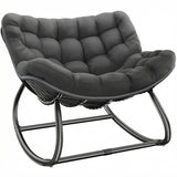Fotoliu Balansoar Elindor® cu Spatar, Ergonomic, Cadru Solid din Otel, Suporta 120 kg, Ideal pentru Living, Dormitor, Exterior, Terasa, Negru