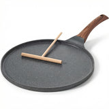 Tigaie de Clatite Elindor®, 26 cm, Invelis Granit Elvetian Antiaderent, Compatibila Inductie, PFOA Free, 26 × 46 × 1.4 cm, Negru