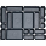 Set 22 Cutii Depozitare Elindor® Organizator pentru Bucatarie si Baie, 3 Marimi, Organizatoare Dulap si Sertare, Cutie pentru Sertar, Frigider, Camara, Baie, Bar, Birou, Cos Multifunctional, Separator Fructe, Legume, Creme, Parfumuri, PP