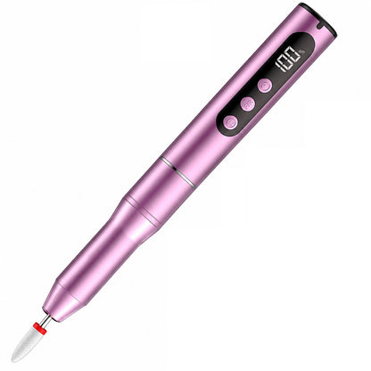 Freza Portabila Unghii Elindor® 35000 RPM, Pila Electrica Profesionala, Manichiura si Pedichiura, fara Fir, Afisaj LED, Ecran LCD, Accesorii Incluse, 5 Trepte de Viteza, 12 Capete de Frezare, Slefuire Cuticule, Acumulator 550 mAh, Roz
