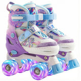 Role Reglabile Elindor® pentru Copii si Adulti, 4 Roti Luminoase din Silicon Quad, Rulmenti ABEC-7, Frana Fata, Aluminiu / Poliuretan, Patine cu Rotile pentru Fete, Baieti, Dama, Marimea M, 32-36