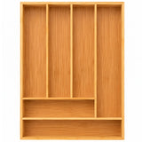 Organizator Fix Elindor® din Bambus, pentru Depozitare Tacamuri si Ustensile de Bucatarie, Furculite, Linguri, Cutite, Suport 6 Compartimente, Separator Sertare Spatios, Accesorii Organizare, Sertar 43 x 30.5 x 5 cm, Bej