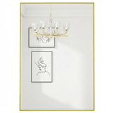 Oglinda Decorativa Elindor®  122 x 75 cm Rama  Aurie ,Agatare pe Perete sau Sprijinita, Dreptunghiulara, Moderna si Eleganta, Reflexie HD, Sticla fara Distorsiuni, Ideala pentru Dormitor, Living, Birou, Dressing, Hol, Baie