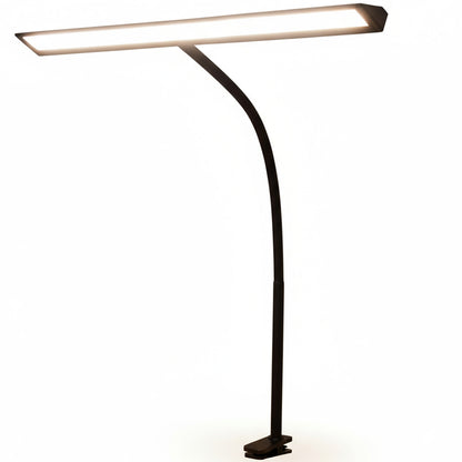 Lampa de Birou Elindor® Ultra-Wide, Neagra cu LED, Nivel de Luminozitate Reglabil de la 2700K pana la 6500K, Veioza cu Clema Metalica si Brat Reglabil, Protectie pentru Ochi, Inaltime Totala 66 cm, Latime 40 cm