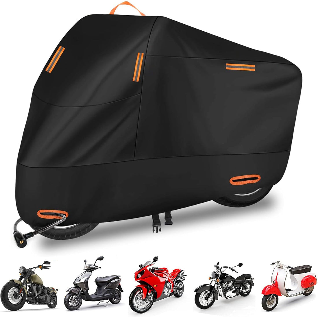 Husa Motocicleta Neagra Pliabila Elindor® Marime XL pentru Exterior, Rezistenta la Ploaie, Vant, Zapada si Praf, Prindere Sigura, Material Durabil Oxford, Potrivit pentru Scuter si Motor, Usor de Intretinut, Protectie Totala, Accesorii Moto