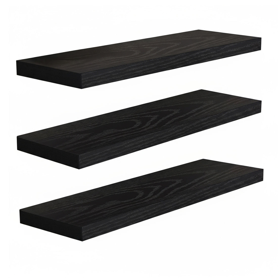 Set 3 Rafturi Elindor® Negre, Raft Suspendat de Depozitare, Mobila Bucatarie, Dormitor, Baie sau Birou, Etajera Practica cu Design Aerisit, Usor de Asamblat, Perfecta pentru Organizare Carti, Vesela, Condimente, Polita Produse Diverse, 40 x 17 x 1.5 cm