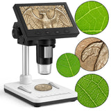 Microscop Digital Elindor® Ecran LCD, 8 LED-uri Reglabile, Compatibil Windows Mac, Suport Ajustabil, Baterie Reincarcabila, Microscop Portabil pentru Monede, Bijuterii, Educatie STEM