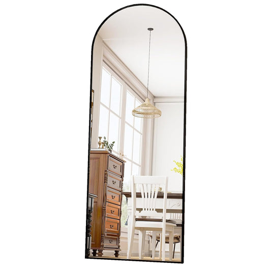 Oglinda Elindor® Cadru din Aluminiu, 150x40 Cm, Design Arcada, Modern, Montaj pe Perete sau Podea, Ideala pentru Dormitor, Living sau Hol, Negru