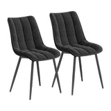 Set 2 Scaune Elindor® Ergonomice, Design Contemporan, Scaun cu Spatar si fara Manere, din Catifea cu Picioare Metalice Negre, Potrivite pentru Living, Bucatarie, Birou, Dormitor, Latime Sezut 46 cm, 85.5 x 45 x 42 cm, Negru
