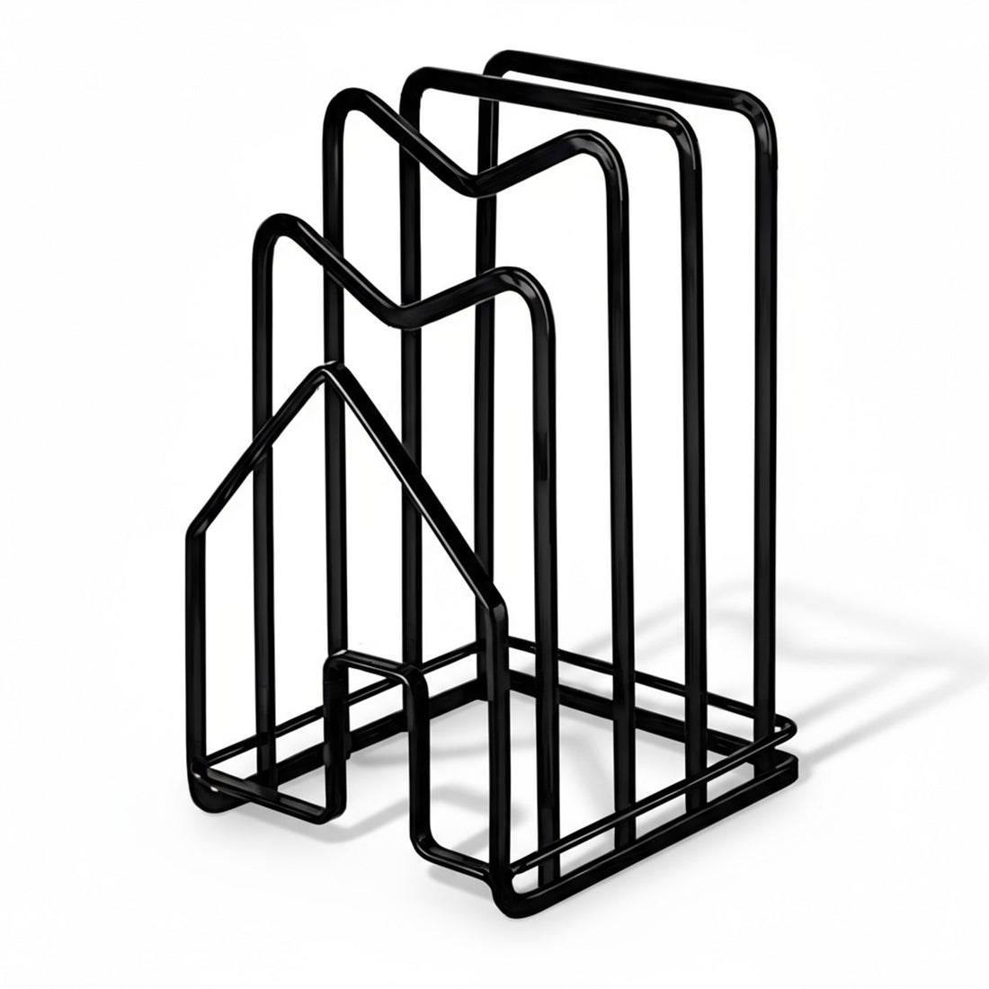 Suport Tocatoare Metalic Elindor® Organizator Compact si Elegant pentru Bucatarie, Baza Antiderapanta, Ideal pentru Tocatoare, Capace Oale si Tigai, Ustensile Bucatarie, Carti, 12.5 × 14.5 × 21.5 cm, Negru